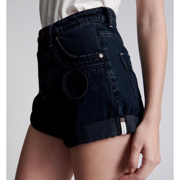 ONE TEASPOON FOX BLACK LE LOOP BANDITS HIGH WAIST DENIM SHORTS - Picture 4 of 7